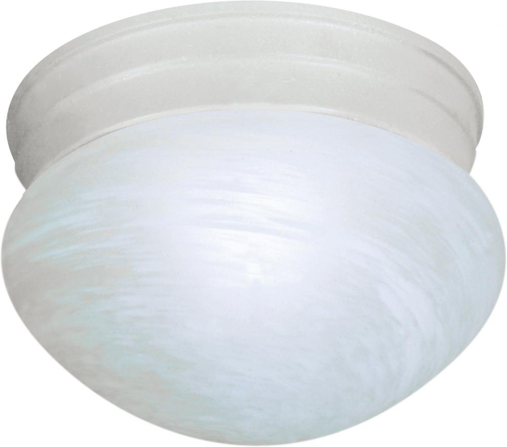 1-Light Small Flush Mount Ceiling Light in Textured White Finish with Alabaster Mushroom Glass and