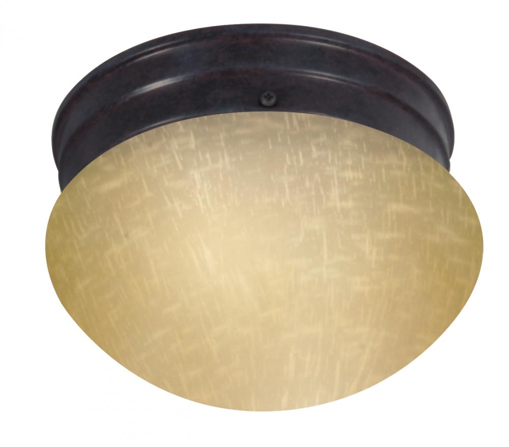 1-Light 8" Close-To-Ceiling Flush Mounted Light Fixture in Mahogany Bronze Finish and Champagne