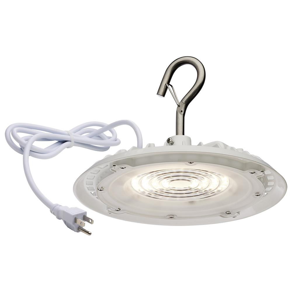 60 Watt; Hi-Pro Shop Light with Plug; 8" Dia.; 4000K; White Finish; 120 Volt