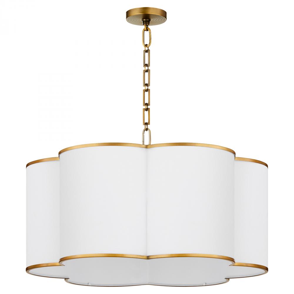 Belinder 6 Light Fabric Pendant, Lacquered Brass