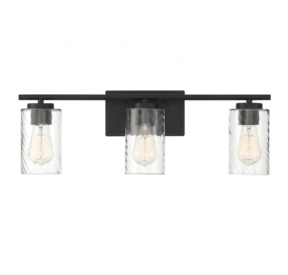 3-Light Bathroom Vanity Light in Matte Black