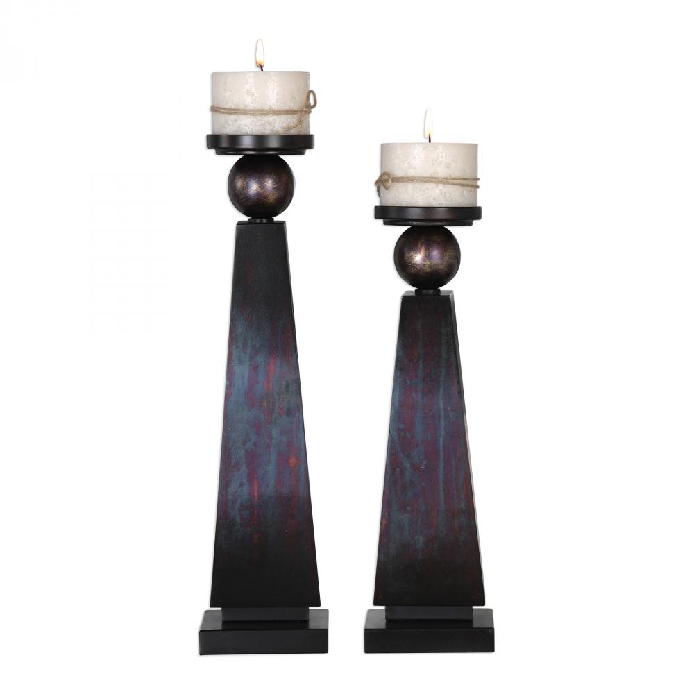 Uttermost Geremia Oxidized Bronze Candleholders S/2