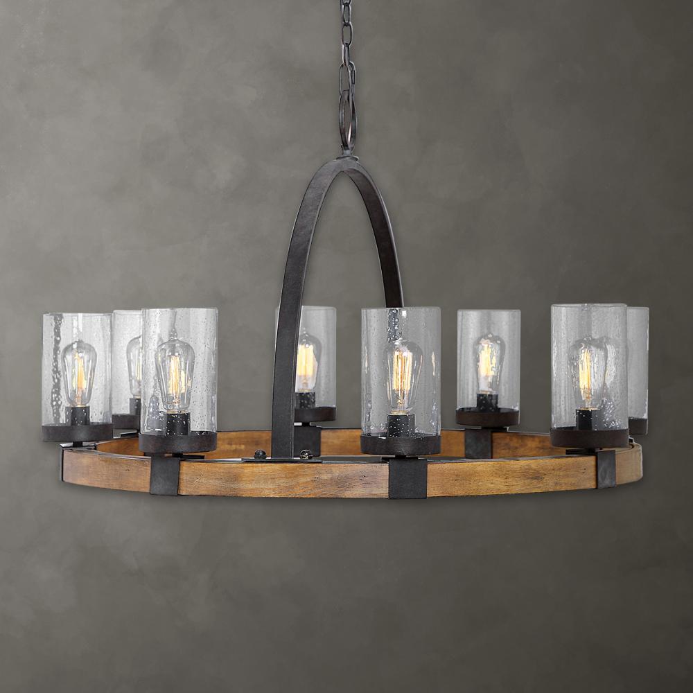 Uttermost Atwood 8 Light Wagon Wheel Pendant