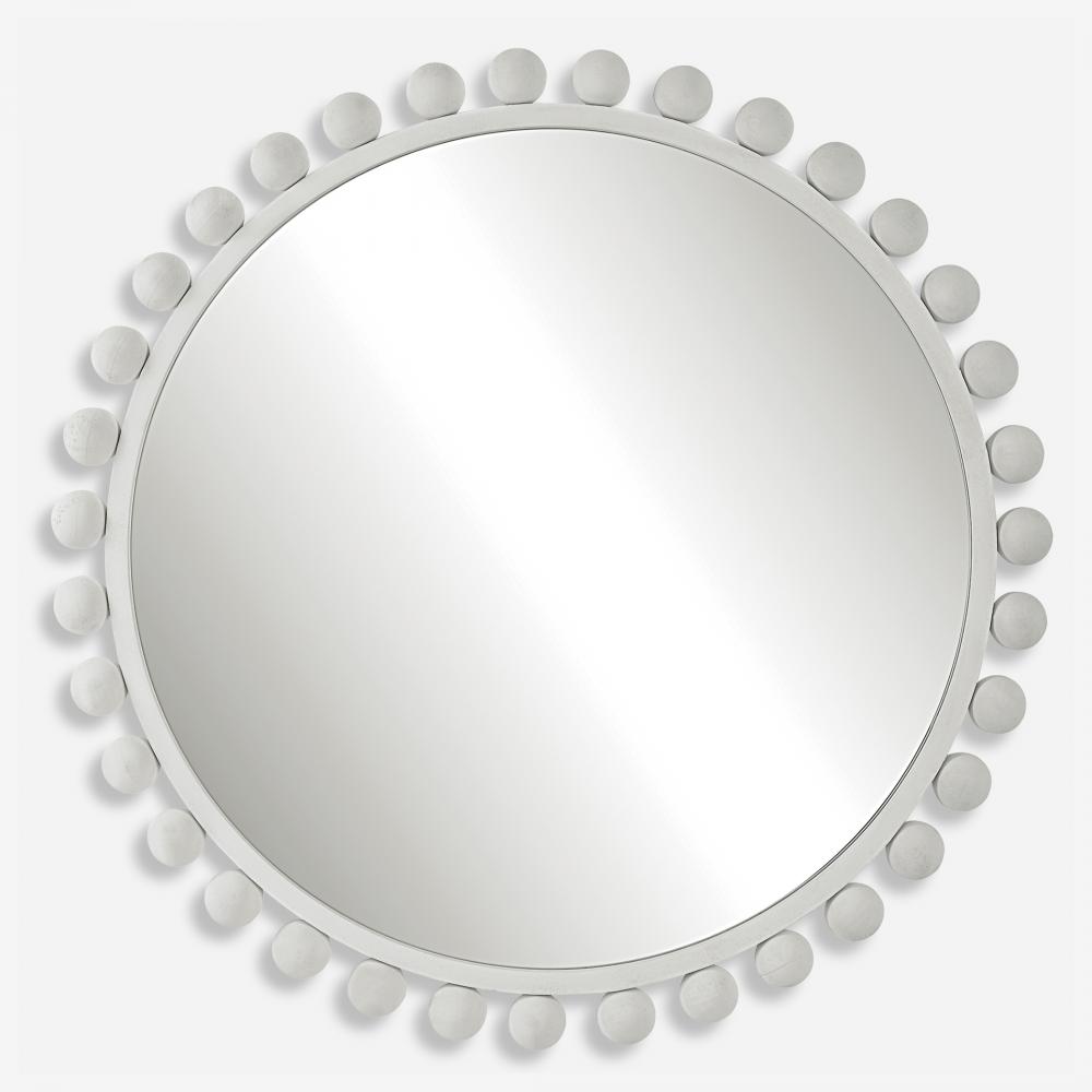 Cyra White Round Mirror