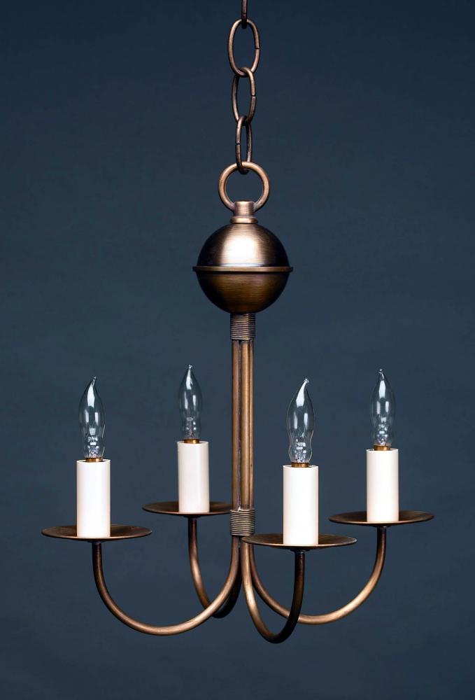 Hanging J-Arms Dark Brass 4 Candelabra Sockets