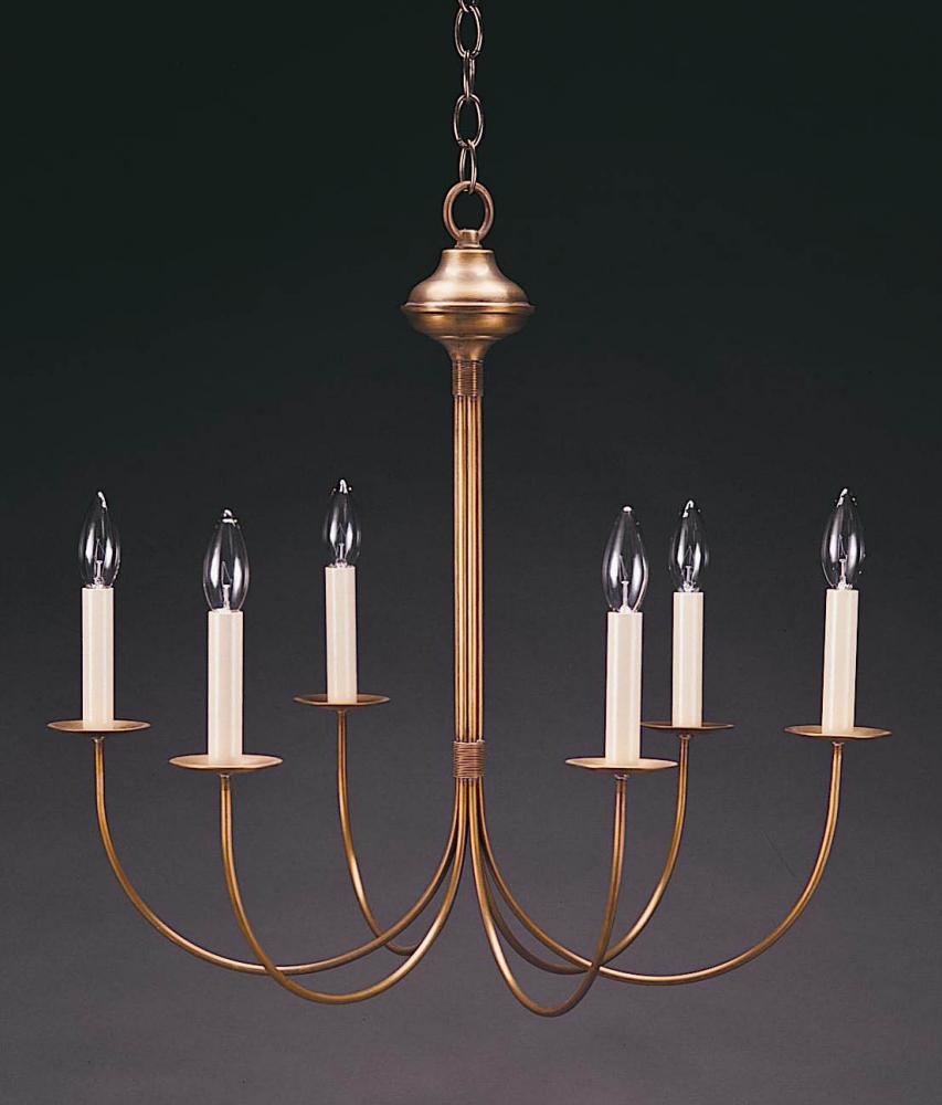 Hanging J-Arms Antique Copper 6 Candelabra Sockets