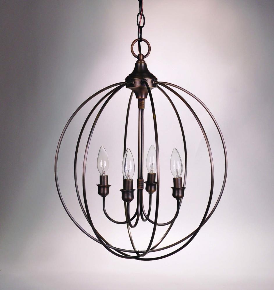 Hanging Circle Chandelier Dark Brass 4 Candelabra Sockets