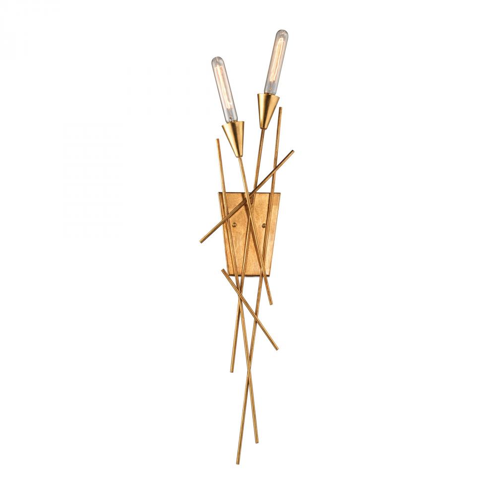 Sticks 2-Light Sconce in Antique Gold Leaf