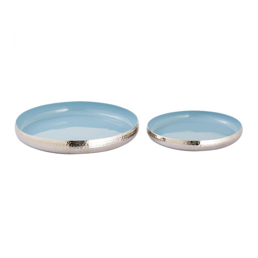 Nelson Tray - Set of 2 Light Blue Enamel (2 pack) (2 pack)